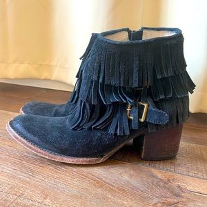 Freebird Belle Fringe Boho Western Boots In Black